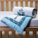 Baby Blankets Sky Blue Block Palm Tree Printed Mulmul Cotton Online