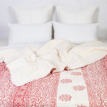 Red Floral Printed Cotton Traditional Double Bed Razai Online