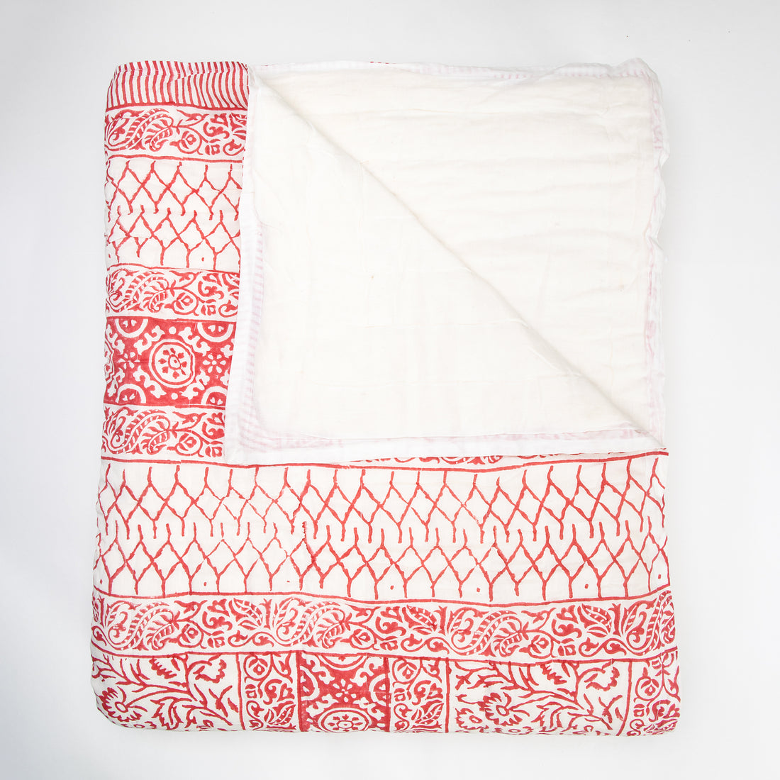 Red Floral Printed Cotton Traditional Double Bed Razai Online