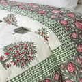 Grey Leaf Floral Soft Cotton Reversible Blankets and Quilts