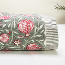 Grey Leaf Floral Soft Cotton Reversible Blankets and Quilts