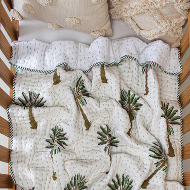 Palm Tree Mulmul Cotton Newborn Blanket Online