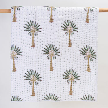 Quilt Blanket Green Palm Print Cotton Online