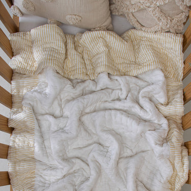 Newborn Baby Blanket Yellow Stripes Cotton
