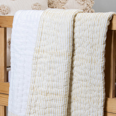 Newborn Baby Blanket Yellow Stripes Cotton