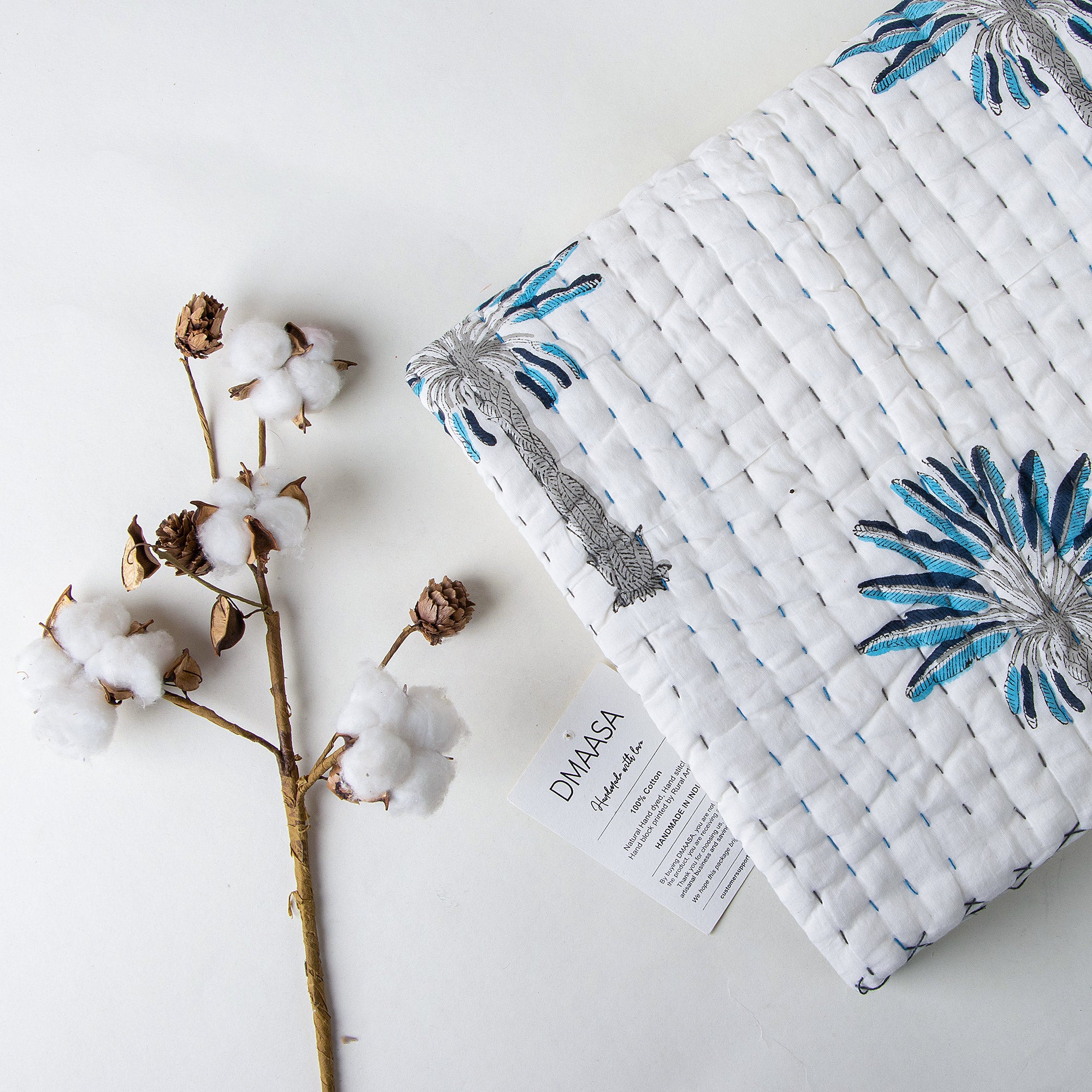 Softest Blue Palm Tree Cotton Baby Boy & Girl Blankets Online