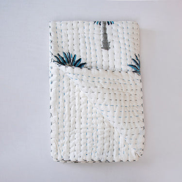 Softest Blue Palm Tree Cotton Baby Boy & Girl Blankets Online