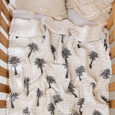 Muslin Baby Blankets Grey Palm Tree Soft Cotton Online