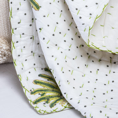 Green Palm Tree Print Pure Cotton Baby Blankets For Winter
