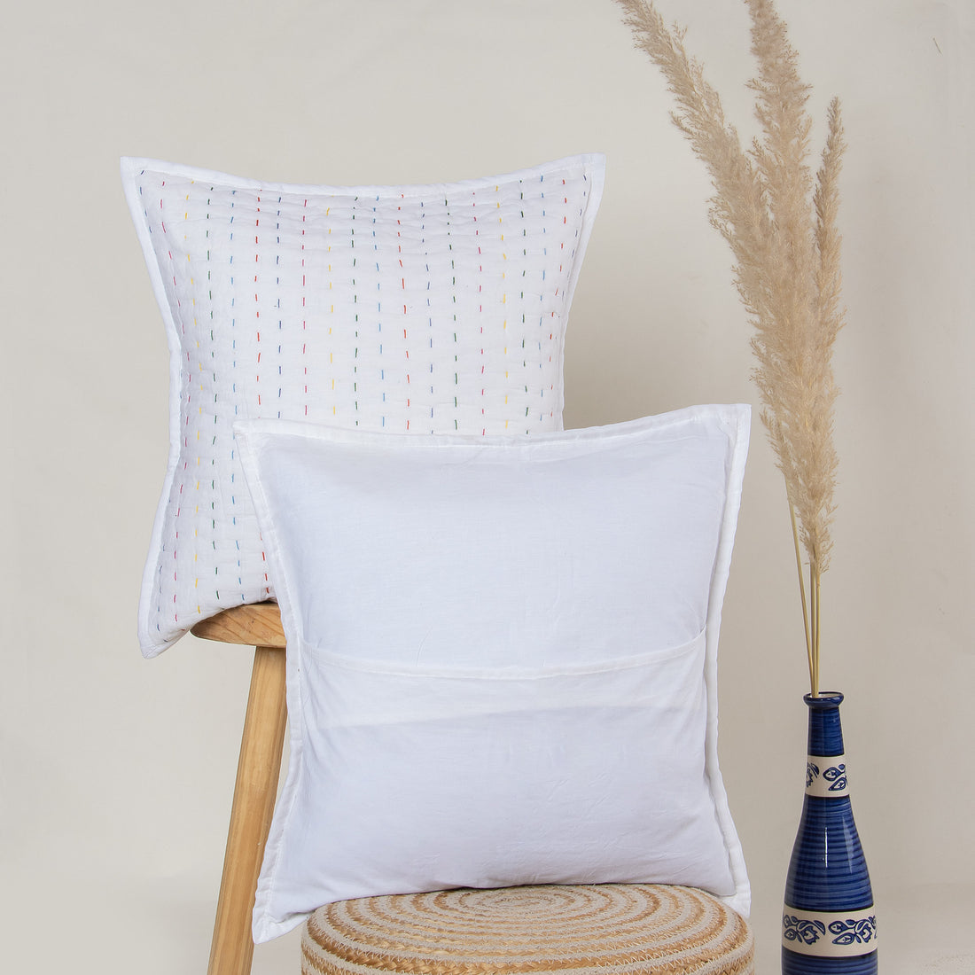 Sofa Cushion Covers Premium Kantha Solid Online
