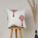 Luxury Brown Palm Tree Printed Kantha Quilted Cushion Pattern Online