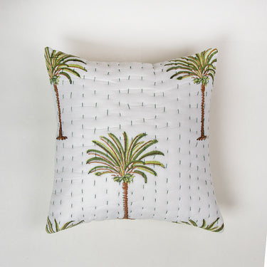 Green Date Palm Tree Print Cotton Cushion Cover Set of 5 Online