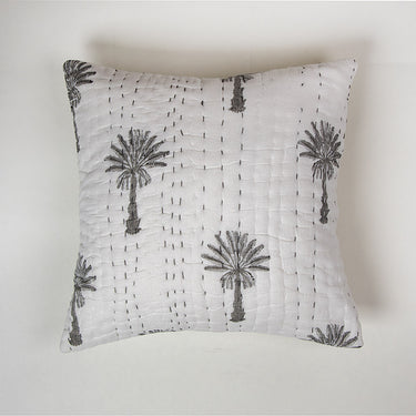 Premium Grey Palm Tree Printed Cotton Sofa Cushion Covers Online