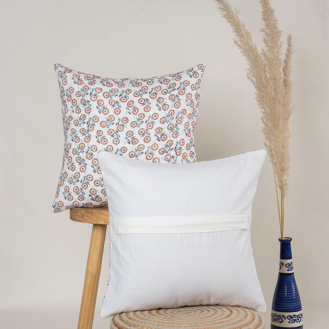 Hand Block Printed Cotton Kantha Cushion Covers Online