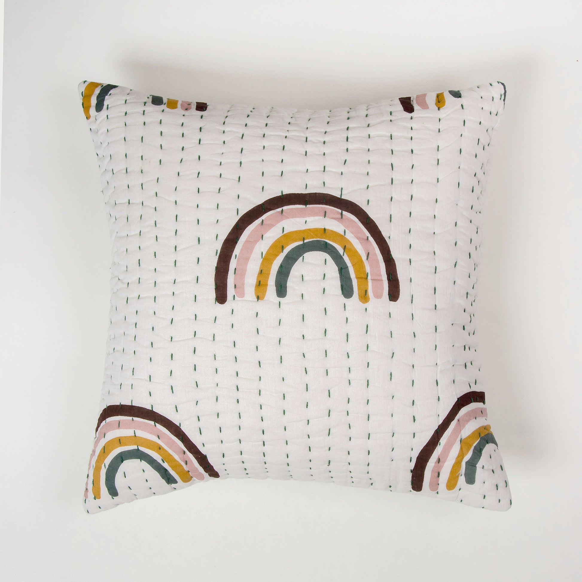 Rainbow Block Print Cotton Quilted Cushion Cover Patterns Online