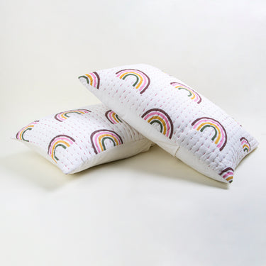 Rainbow Print Cotton Kantha Quilted Pillow Cases