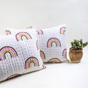 Rainbow Print Cotton Kantha Quilted Pillow Cases