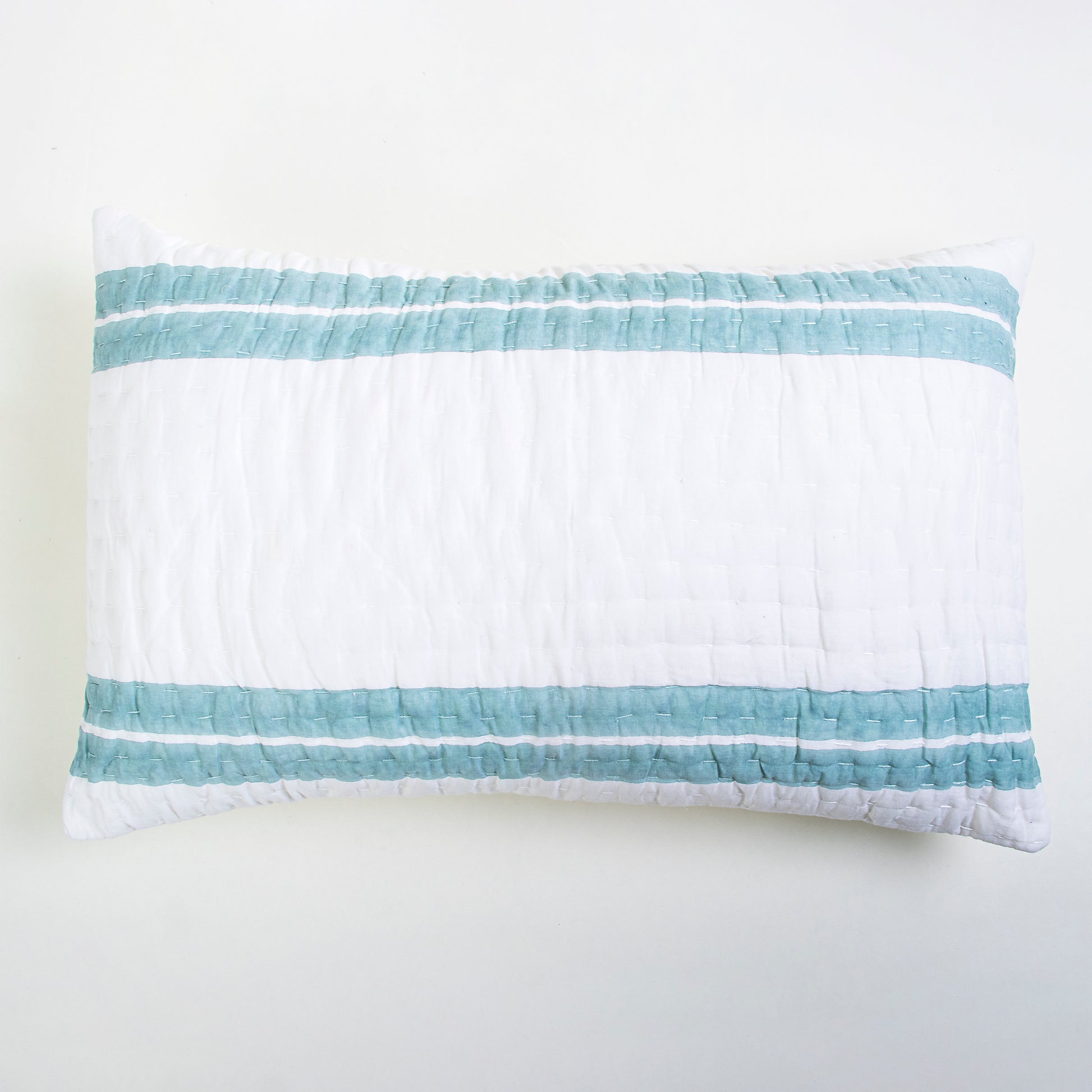 Stripe Printed Cotton Kantha Quilted Pillow Case Pattern