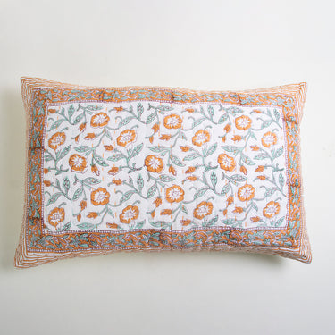 Floral Block Print Handmade Cotton Kantha Bed Pillow Covers