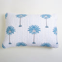 Blue Palm Print Cotton Kantha Plain Pillow Covers