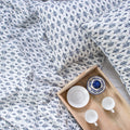 Hand Block Blue Leaf Print Soft Cotton Reversible Kantha Quilt