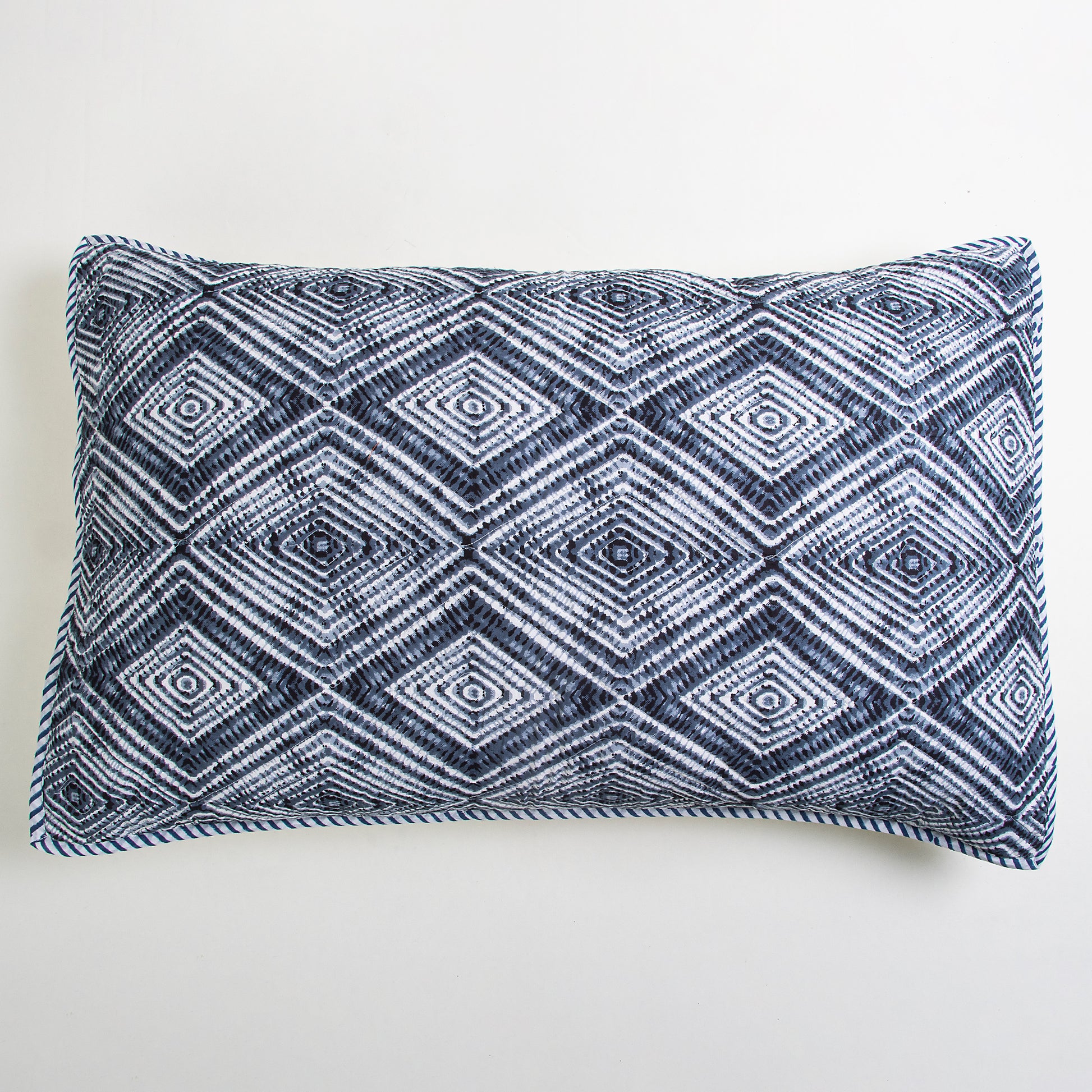 Handmade Cotton Quilted Christmas Pillow Covers Ikat Print