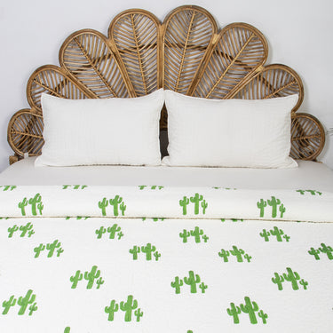 Green Cactus Cotton Jaipuri Machine Quilted Rajai