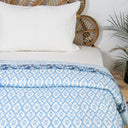 Sky Blue Ikat Printed Soft Cotton Best Quilts Online