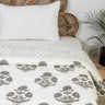 Hand Block Grey Floral Printed Soft Cotton Quilt Comforter Online