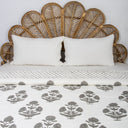 Hand Block Grey Floral Printed Soft Cotton Quilt Comforter Online