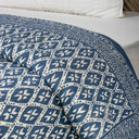 Indigo Blue Ikat Print Pure Machine Quilted Rajai