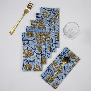 Hand Block Soft Natural Cotton Cloth Table Napkins Online