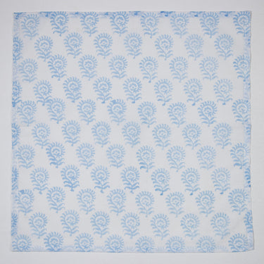 Sky Blue Flower Print Cotton Eco Friendly Table Napkins Online