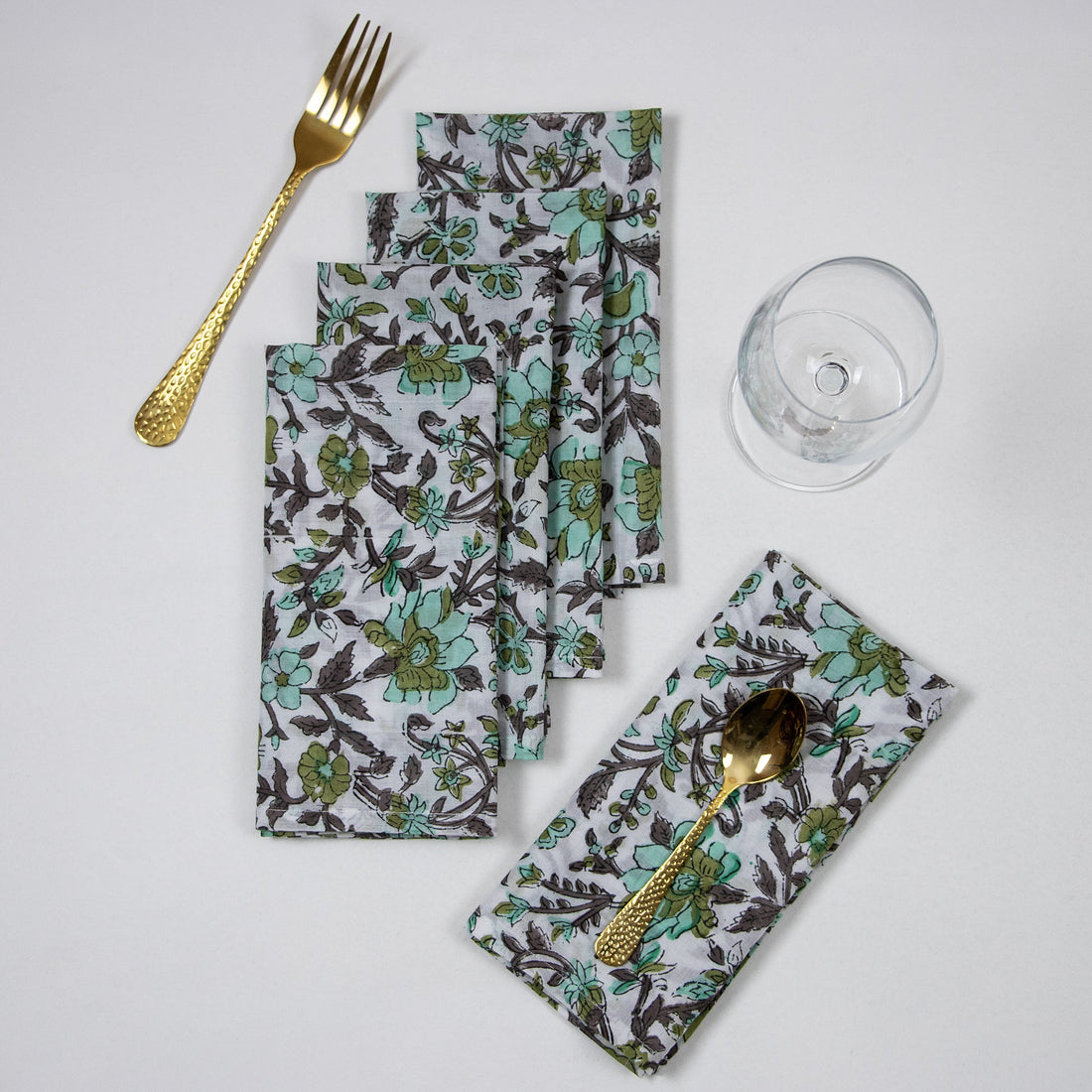 Handmade Multicolor Flower Print Cotton Napkins Online