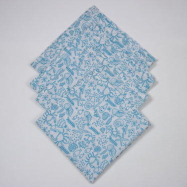 Indian Hand Block Printed Cotton Organic Napkins Sky Blue Online