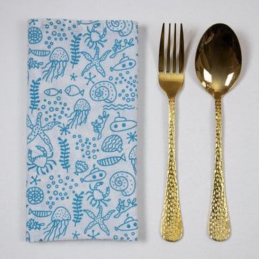 Indian Hand Block Printed Cotton Organic Napkins Sky Blue Online