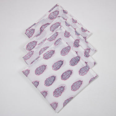Indian Hand Block Soft Pink Cotton Kitchen Napkins Online