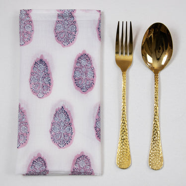 Indian Hand Block Soft Pink Cotton Kitchen Napkins Online