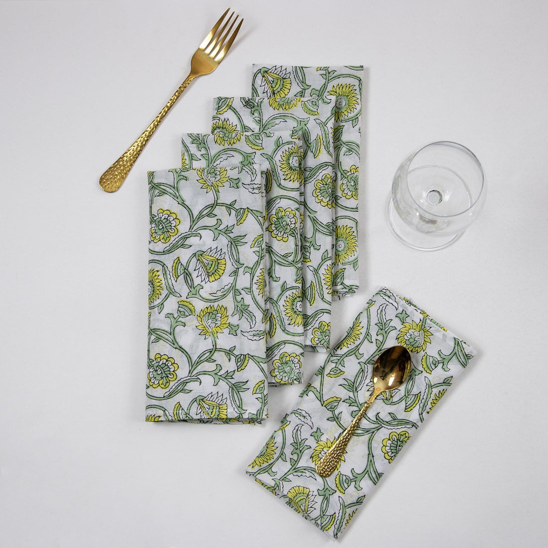 Green Handmade Soft Cotton Dining Table Napkins Online