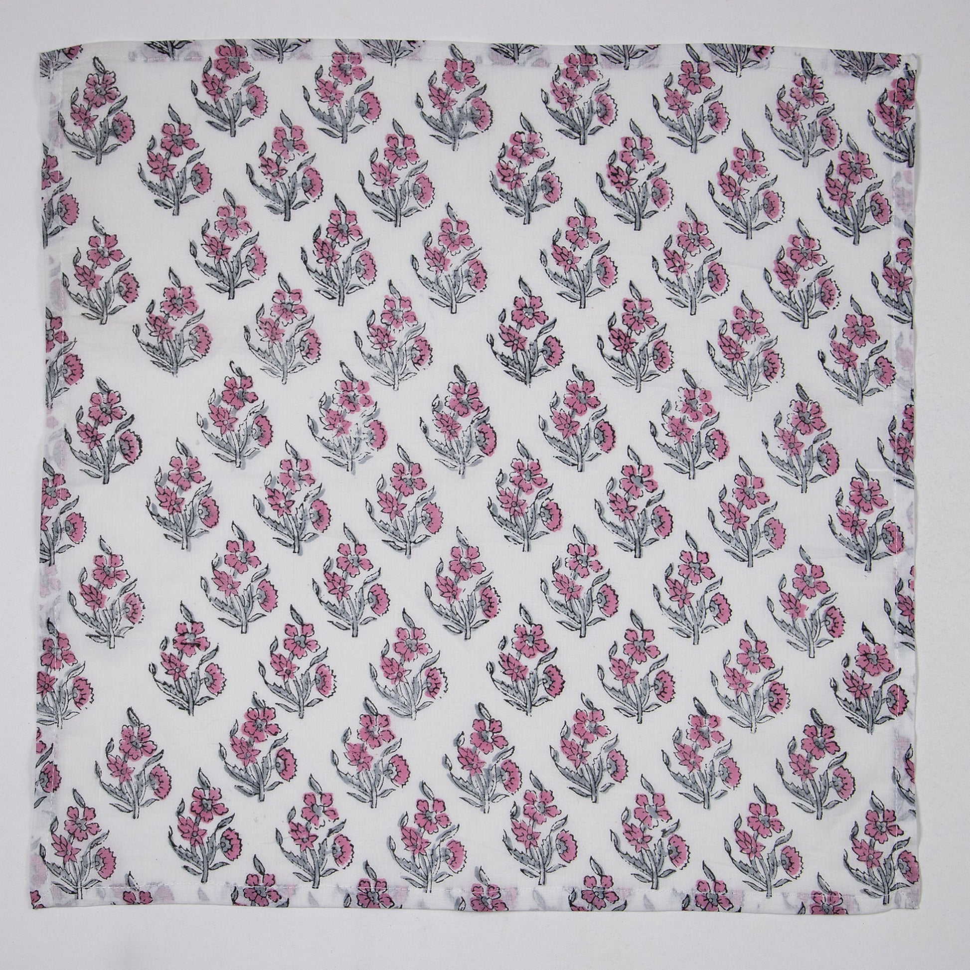 Light Pink Floral Printed Pure Cotton Table Napkins Online