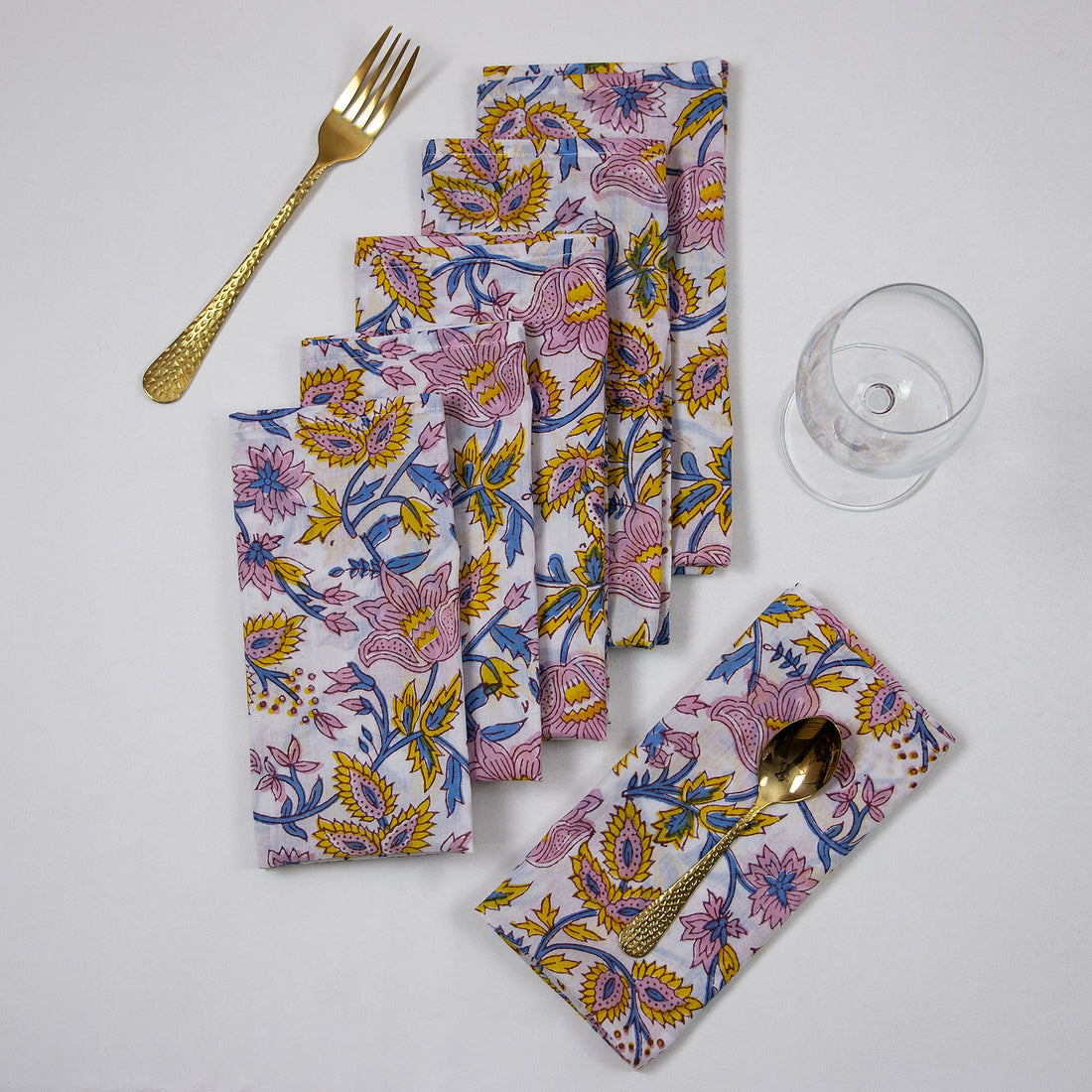 Multicolor Floral Printed 100% Cotton Cloth Napkins Online