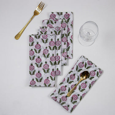 Multicolor Floral Hand Block Printed Soft Cotton Organic Napkins