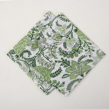 Green Floral Block Printed Soft Cotton Hanky Rumal Online