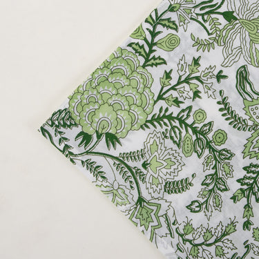 Green Floral Block Printed Soft Cotton Hanky Rumal Online