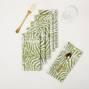 Handmade Napkins Green Abstract Block Cotton Reusable Online