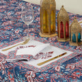 Blue Hand Block Floral Print Pure Cotton Dining Table Cover