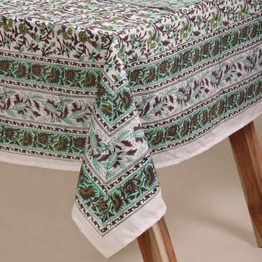 Block Floral Print Cotton Dining Table Cover Online