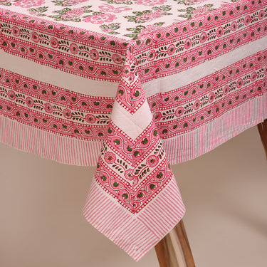 Block Pink Floral Print Cotton Dining Table Ke Cover Online