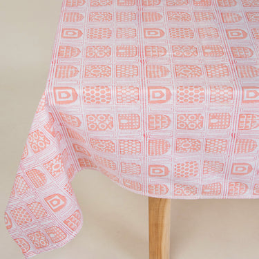 Traditional Hand Block Pink Printed Cotton Table Cover Online