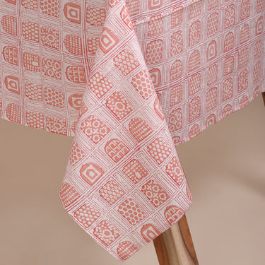 Traditional Hand Block Pink Printed Cotton Table Cover Online